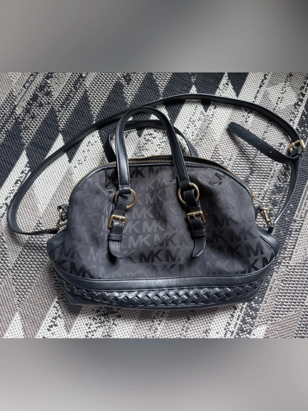 Michael Kors Black Logo Dome Shoulder Bag